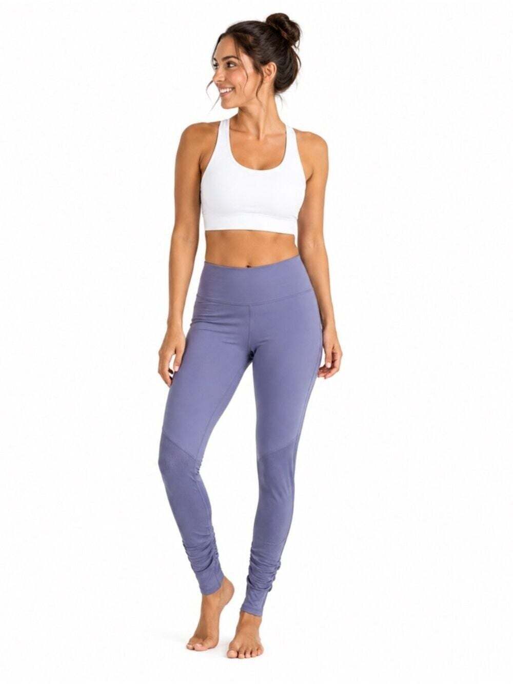 Fabletics Women’s Purple Rushed Leg Stretch Yoga Activewear Pants Size Large
